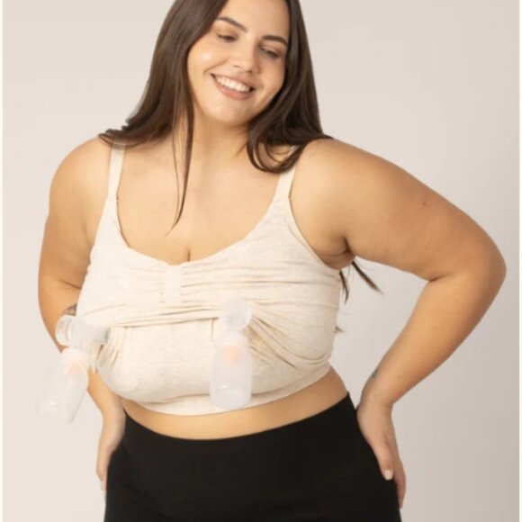 Kindred Bravely Sublime Bamboo Hands-Free Pumping Lounge & Sleep Bra M Oat Nwt - Picture 5 of 14